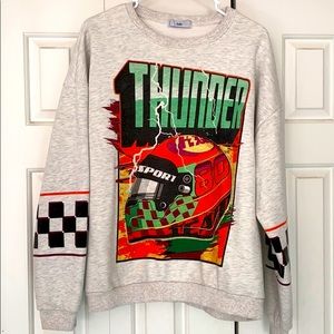 NASCAR inspired oversized graphic sweatshirt
